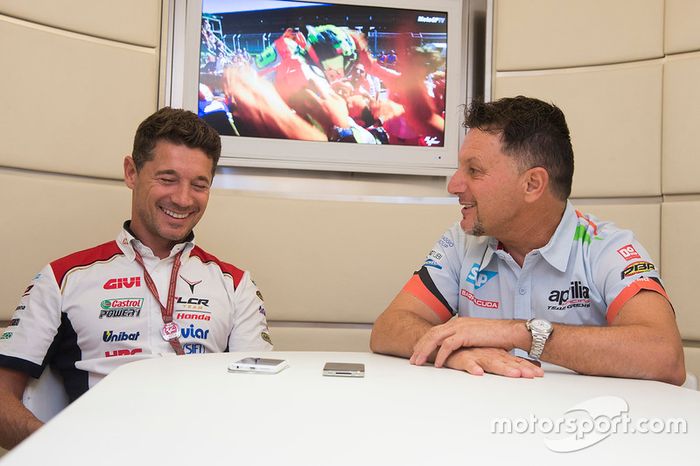 Lucio Cecchinello, Team LCR Honda director del equipo y Fausto Gresini, Aprilia Gresini Racing Team 
