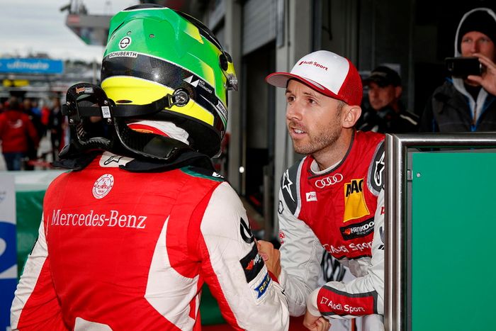 Ganador de la carrera Mick Schumacher, PREMA Theodore Racing Dallara F317 - Mercedes-Benz y René Rast, Audi Sport Team Rosberg