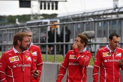 Sebastian Vettel, Ferrari, Riccardo Adami, Ferrari Race Engineer, Gino Rosato, Ferrari and Maurizio Arrivabene, Ferrari Team Principal