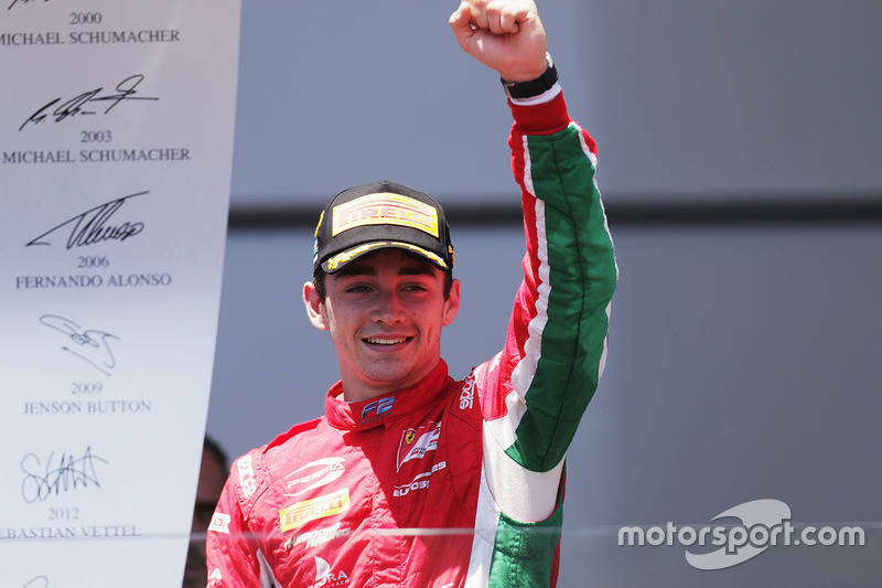 Podium: race winner Charles Leclerc, PREMA Powerteam