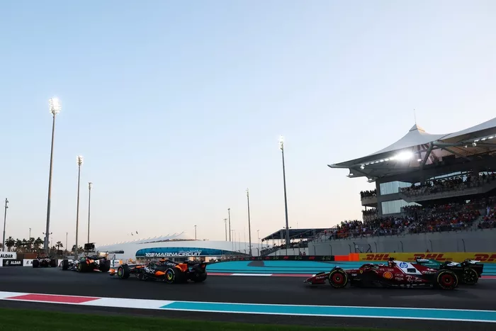 Charles Leclerc, Ferrari, Lando Norris, McLaren, Oscar Piastri, McLaren, Max Verstappen, Red Bull Racing