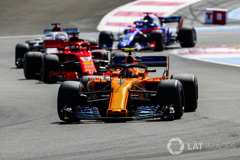 Stoffel Vandoorne, McLaren MCL33, Sebastian Vettel, Ferrari SF71H, Marcus Ericsson, Sauber C37, Brendon Hartley, Toro Rosso STR13