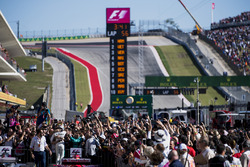 Race winner Lewis Hamilton, Mercedes AMG F1, celebrates in Parc Ferme