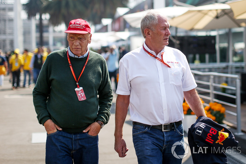 Niki Lauda, Mercedes AMG F1 en Dr Helmut Marko, Red Bull Motorsport Consultant