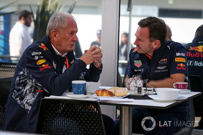 Dr Helmut Marko, Red Bull Motorsport y Christian Horner, Red Bull Racing Team