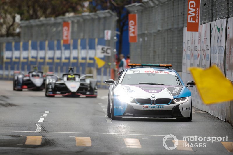 La BMW i8 Safety car Oliver Rowland, Nissan e.Dams, Nissan IMO1 prima della ripartenza