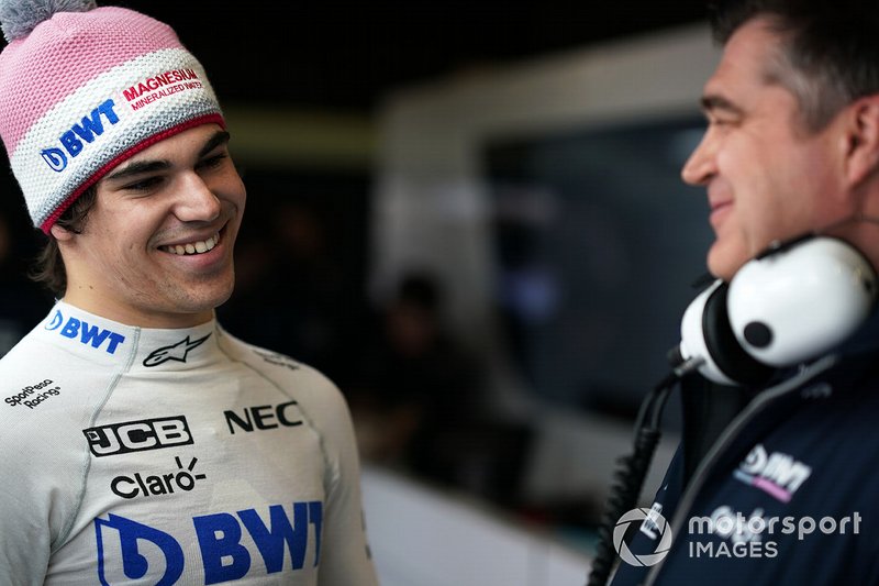 Lance Stroll, Racing Point F1 Team and Bradley Joyce, Racing Point F1 Team