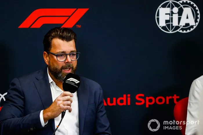 Oliver Hoffmann, Jefe de Desarrollo Técnico de Audi Sport GmbH, en la rueda de prensa anunciando la entrada de Audi en la Fórmula 1 en 2026