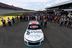 Nascar drivers stand in solidarity with Darrell Wallace Jr., Richard Petty Motorsports, Chevrolet Camaro before the Nascar Cup race