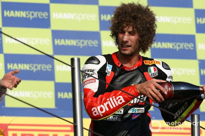 Podio: tercer lugar Marco Simoncelli, Aprilia
