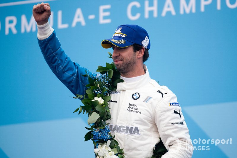 Antonio Felix da Costa, BMW I Andretti Motorsports celebrates victory on the podium