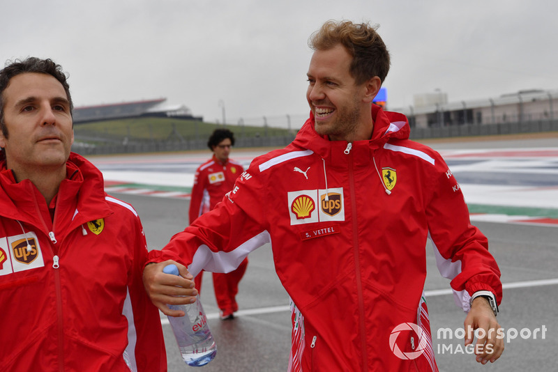 Sebastian Vettel, Ferrari walks the track