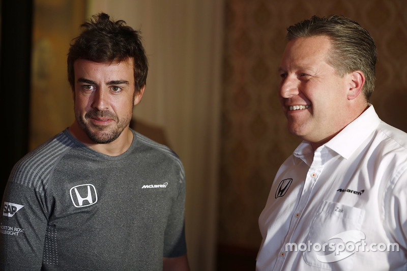 Fernando Alonso and Zak Brown, Executive Director, McLaren Technology Group, announce Fernando's deal to race in the 2017 Indianapolis 500 in an Andretti Autosport run McLaren Honda car