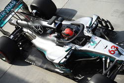 George Russell, Mercedes-Benz F1 W08 with halo