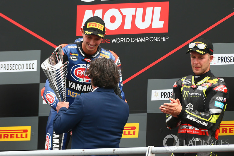 Podyum: Yarış galibi Michael van der Mark, Pata Yamaha, 3. Jonathan Rea, Kawasaki Racing