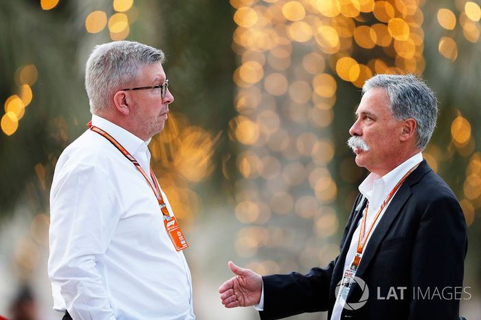 Ross Brawn, Managing Director of Motorsports, FOM, and Chase Carey, Chairman, Formula One