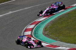 Esteban Ocon, Force India VJM11 and Sergio Perez, Force India VJM11