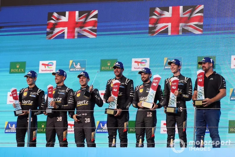 WEC Cup podium: #38 Hertz Team Jota Porsche 963: Jenson Button, Philip Hanson, Oliver Rasmussen, #12 Hertz Team Jota Porsche 963: Will Stevens, Callum Ilott, Norman Nato