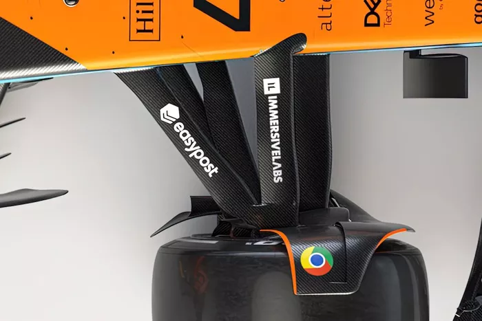 McLaren MCL60, detalle suspensión delantera