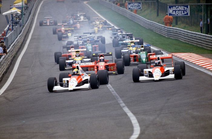 Ayrton Senna, McLaren MP4-5B Honda, Gerhard Berger, McLaren MP4-5B Honda, Alain Prost, Ferrari 641/2, Alessandro Nannini, Benetton B190 Ford