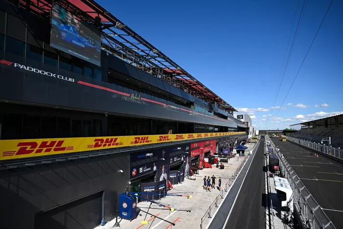A scenic view of the pit lane