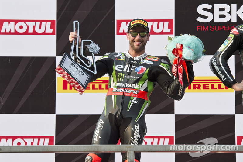 Tweede, Tom Sykes, Kawasaki Racing Team, op het podium