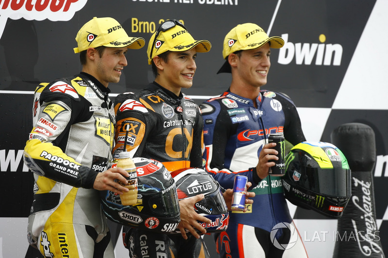 Podium: 1. Marc Márquez, 2. Thomas Luthi, 3. Pol Espargaró