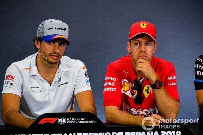 Carlos Sainz Jr, McLaren y Sebastian Vettel, Ferrari en Conferencia de Prensa 