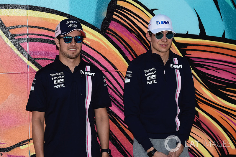 Sergio Perez, Force India and Esteban Ocon, Force India F1