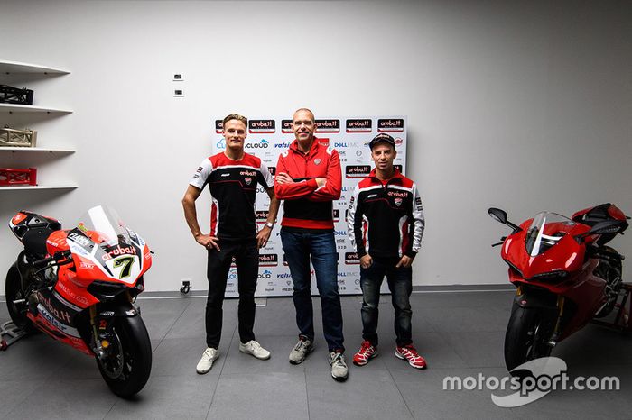 Marco Melandri, Ducati Team, Chaz Davies, Ducati Team, Ernesto Marinelli, Director del proyecto Ducati Superbike