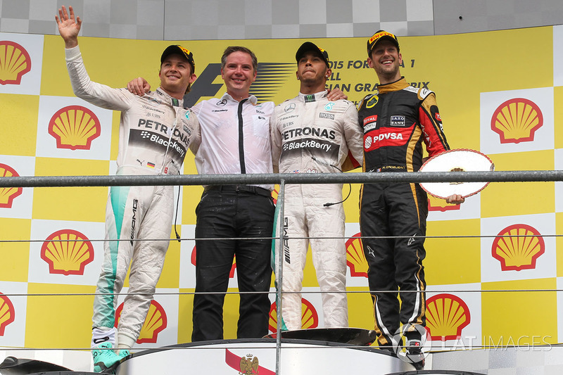 Podium: race winner Lewis Hamilton, Mercedes AMG F1, second place Nico Rosberg, Mercedes AMG F1 and 