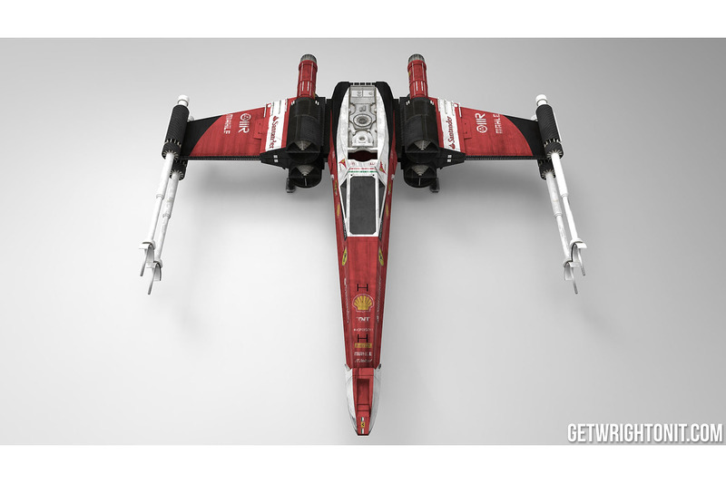 Star Wars X-Wing con la decoración de Ferrari