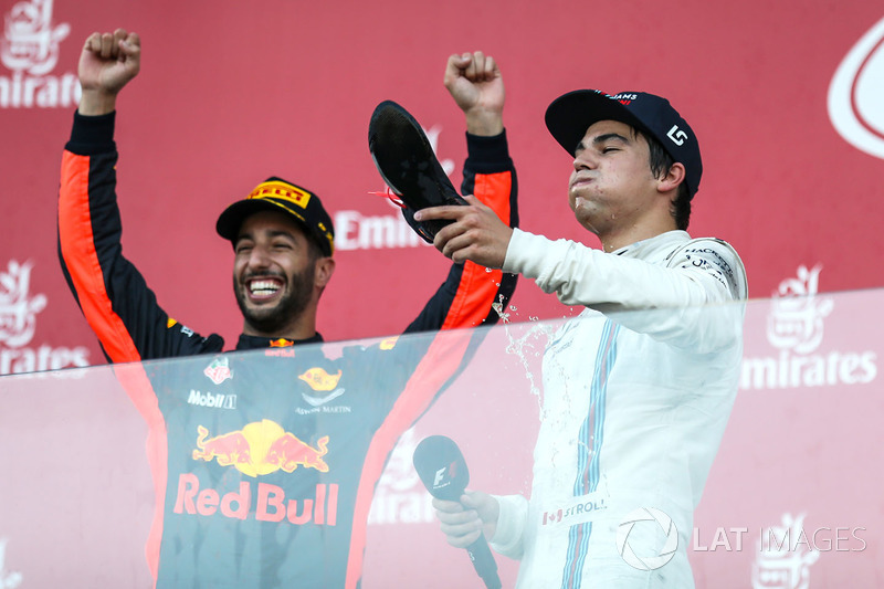 1. Daniel Ricciardo, Red Bull Racing; 3. Lance Stroll, Williams