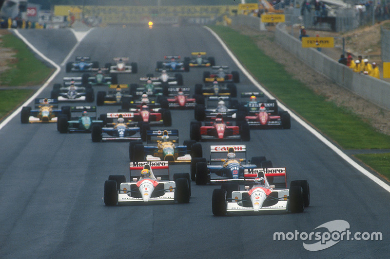 Gerhard Berger, McLaren MP4/6 Honda lidera a Ayrton Senna, McLaren MP4/6 Honda, Nigel Mansell, Willi