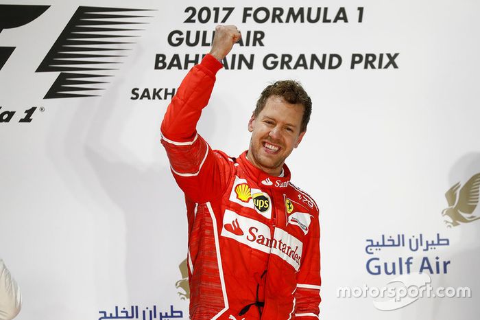 Podio: ganador Sebastian Vettel, Ferrari