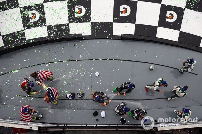 GTD, #11 GRT Grasser Racing Team Lamborghini Huracan GT3, GTD: Mirko Bortolotti, Christian Engelhart, Rik Breukers, Rolf Ineichen, #29 Montaplast by Land Motorsport Audi R8 LMS GT3, GTD: Daniel Morad, Christopher Mies, Dries Vanthoor, #12 AIM Vasser Sullivan Lexus RC F GT3, GTD: Frank Montecalvo, Townsend Bell, Aaron Telitz, Jeff Segal