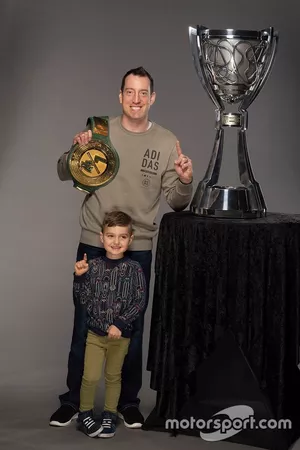 Kyle Busch and son Brexton with WWE 24/7 championship