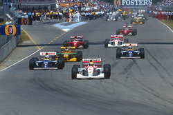 Start: Ayrton Senna, McLaren, Alain Prost, Williams; Michael Schumacher, Benetton; Damon Hill, Willi