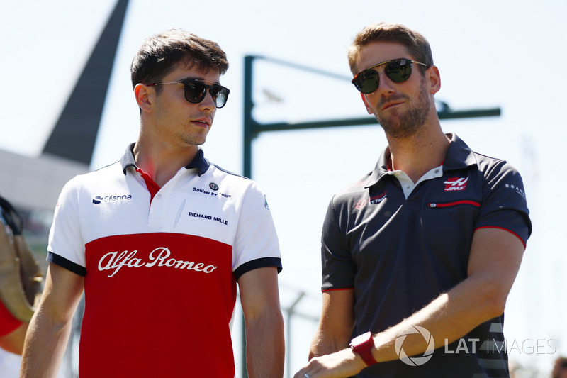 Charles Leclerc, Sauber, Romain Grosjean, Haas F1 Team