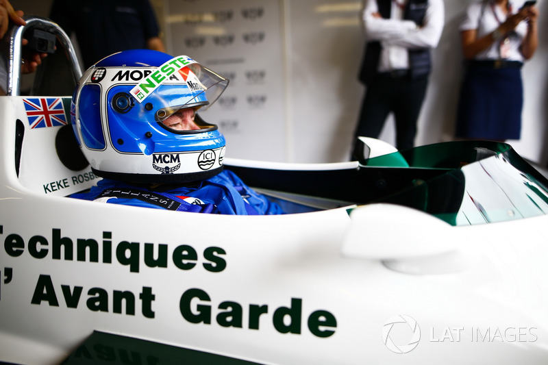 Former World Champions, Keke Rosberg and his son Nico Rosberg, prepare to lap the circuit in their title winning cars