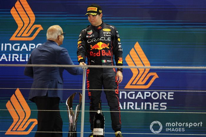 Podio: ganador Sergio Pérez, Red Bull Racing