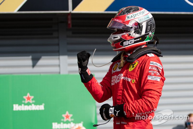 Race winner Charles Leclerc, Ferrari in parc ferme