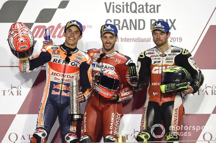 Podio: 1º Andrea Dovizioso, 2º Marc Marquez, 3º Cal Crutchlow