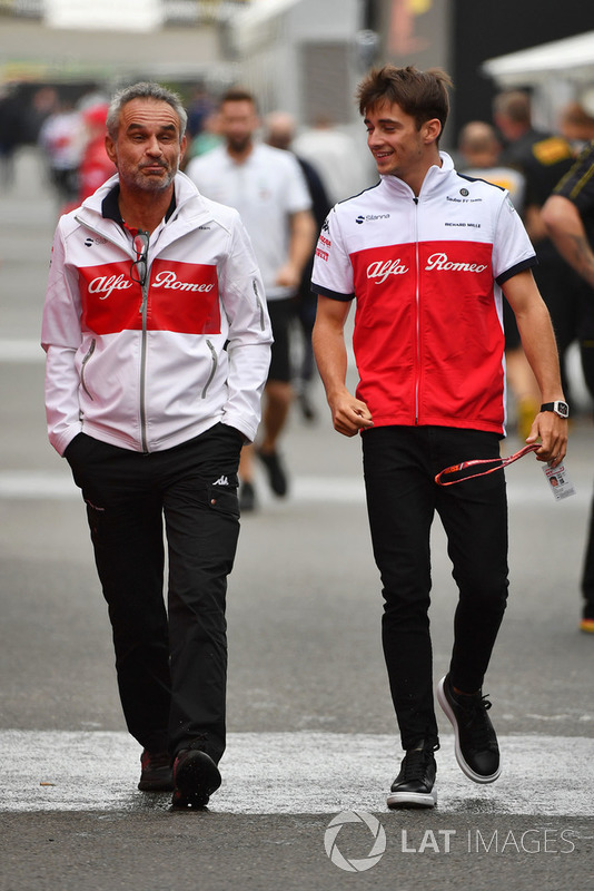 Beat Zehnder, Sauber Manager and Charles Leclerc, Sauber