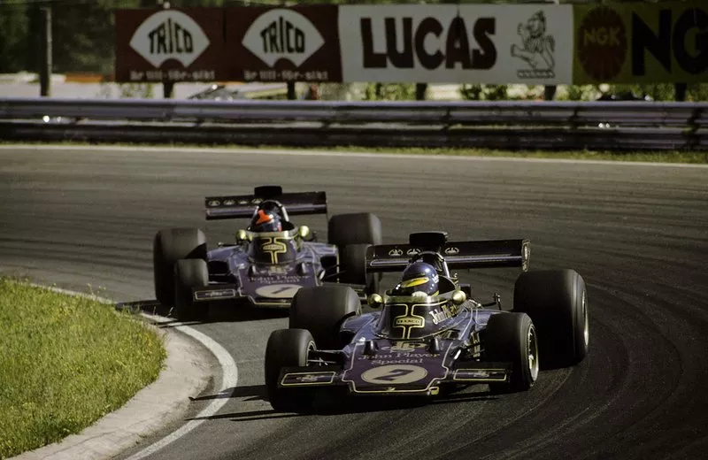 Ronnie Peterson, Lotus 72D Ford, Emerson Fittipaldi, Lotus 72D Ford