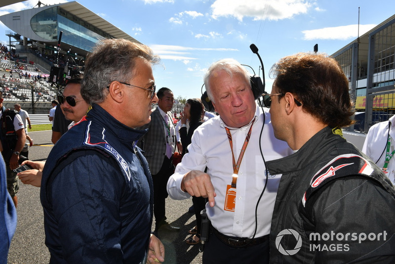 Jean Alesi, Charlie Whiting, FIA et Felipe Massa lors des Legends F1 30th Anniversary Lap Demonstration