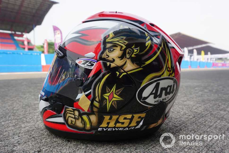 Desain helm spesial Gatotkaca milik Wahyu Aji Trilaksana, Yamaha Racing Indonesia