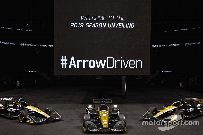 Arrow Schmidt Peterson Motorsports-Hondas of (left to right) James Hinchcliffe, Robert Wickens, Marcus Ericsson.