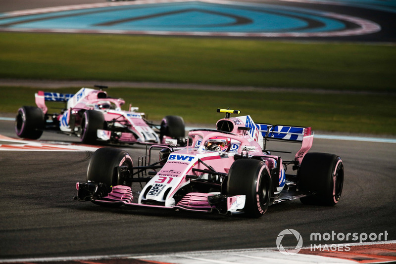 Esteban Ocon, Racing Point Force India VJM11, Sergio Perez, Racing Point Force India VJM11