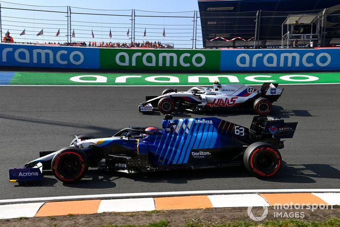 George Russell, Williams FW43B, Mick Schumacher, Haas VF-21